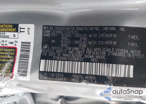 2025 Toyota Highlander Xle z USA, uszkodzony, nr VIN 5TDKDRBH1SS588057